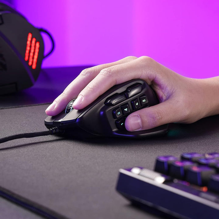 Redragon M811 Aatrox MMO Gaming Maus, 15 programmierbare Tasten kabelgebundene RGB Gamer Maus mit er