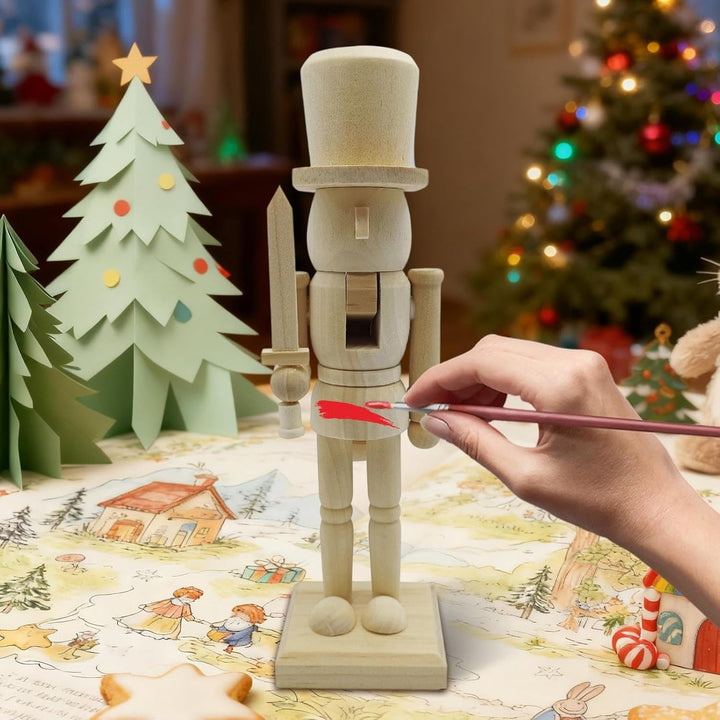 3 Stück Nussknacker Figur Aus Holz - 25.5cm - DIY Weihnachtens Nussknacker Zum Selber Bemalen, Weihn