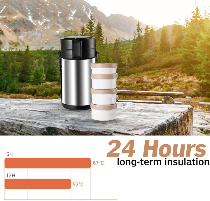 ThermobehäLter für Essen 12H und Leckdosen 3L WarmhaltebehäLter Thermobecher Essen Anti Scald Edelst