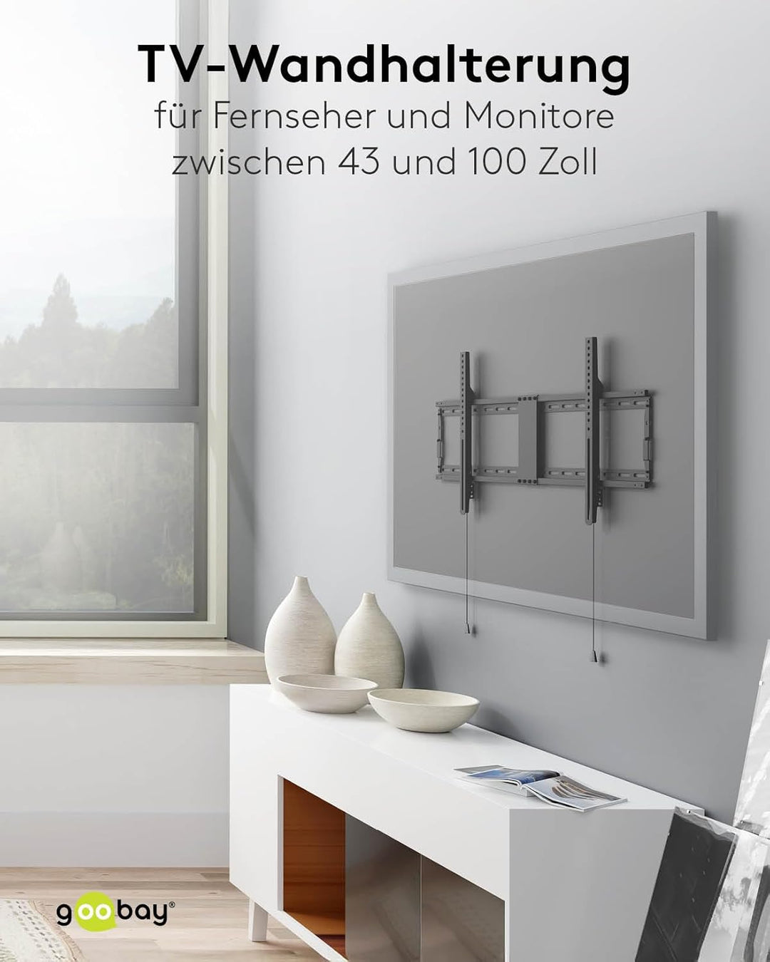 Goobay Wandhalterung 75 Zoll extra Flache Halterung für grosse Fernseher von 43 bis 100“ bis 75Kg ma