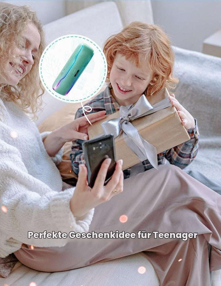 AY Bluetooth Lautsprecher Musikbox Tragbarer IPX7 Wasserdicht Bluetooth Box mit Bunten Licht und Sat