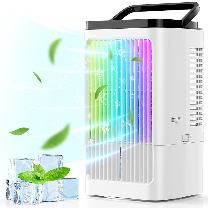 Klimaanlage Mobil, 4 in 1 Mobile Klimaanlage mit Sprühstufen &amp; Geschwindigkeitsstufen, Timer, 90° Os