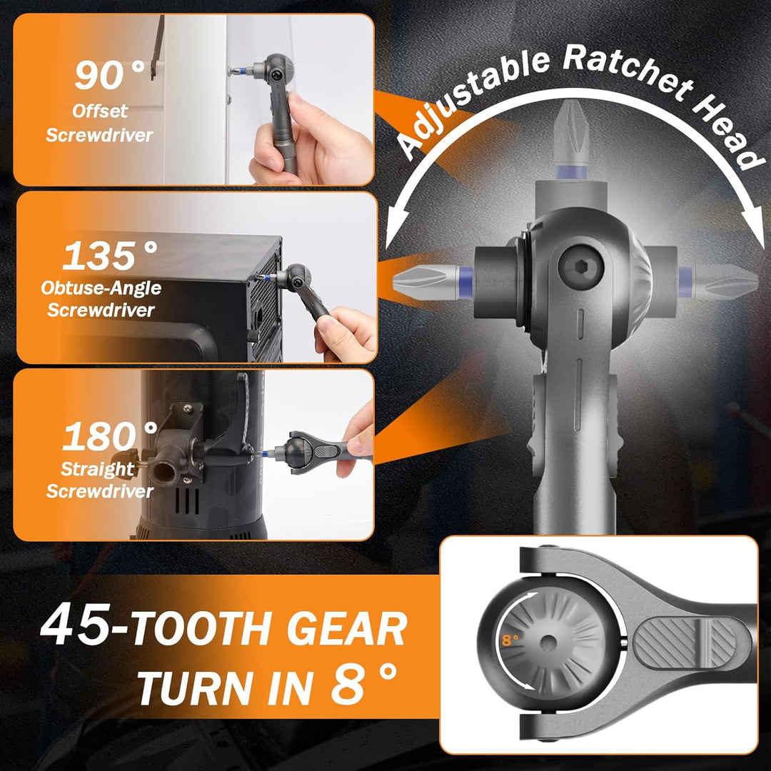 40-in-1 Ratschen Schraubendreher Set, Ratschenschraubendreher mit 28 S2 Stahl Bits &amp; 9 CRV Steckschl