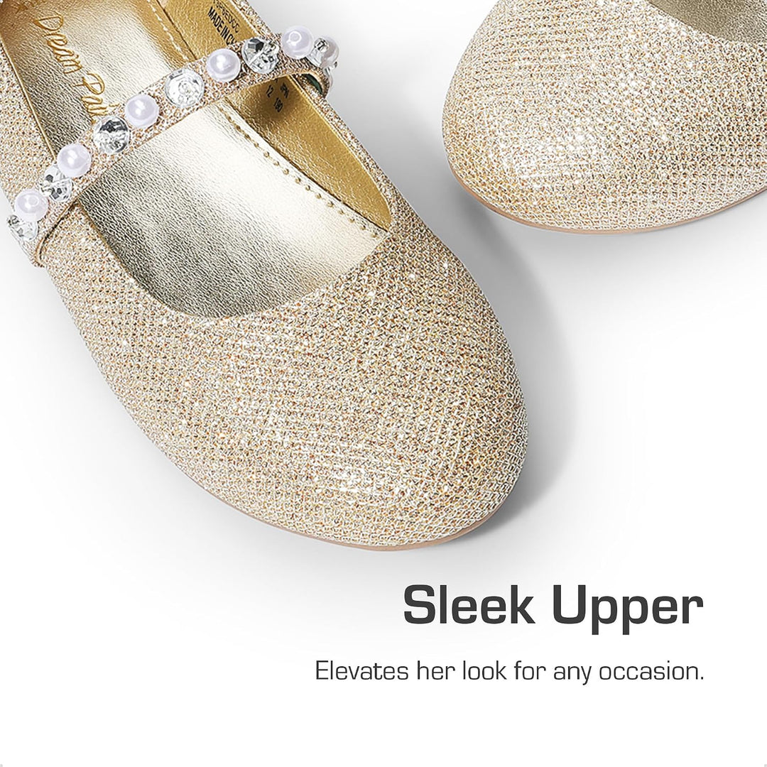 DREAM PAIRS Mädchen-Blumenmädchen-Kleiderschuhe für Hochzeit, Party 25 EU Gold Glitzer, 25 EU Gold G