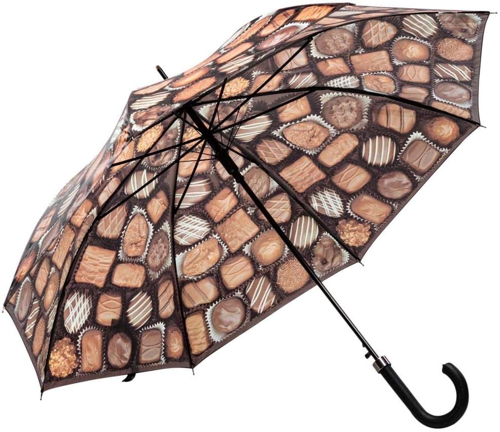 LUCKYWEATHER Regenschirm Stockschirm Damen/Herren Motiv Chocolates Auf-Automatik I Stockregenschirm