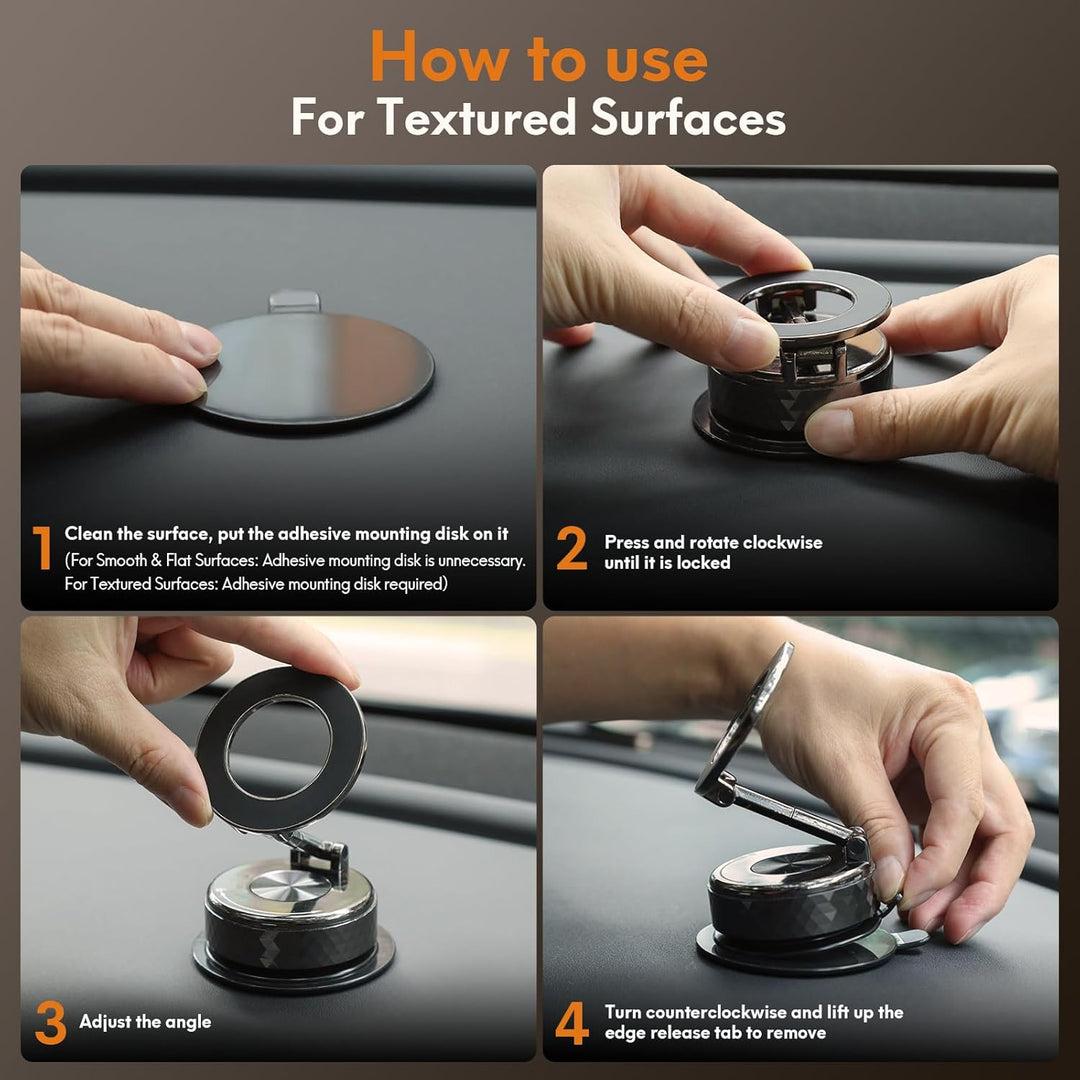 Handyhalterung Auto Magnetisch, Vakuum Magnet Handy Halterung mit Saugnapf für Armaturenbrett, 360°