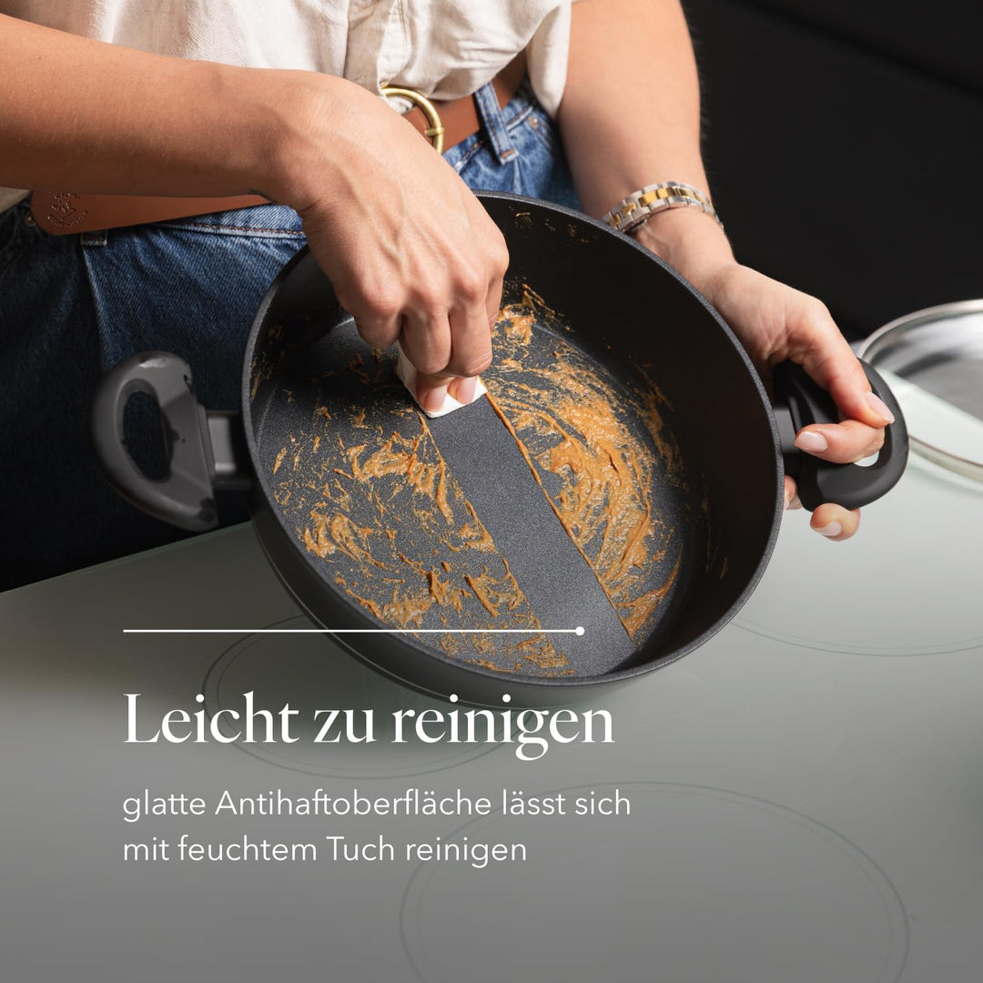 FLORINA Aluminium Topf (2,3 l) 24 cm I Kochtopf DELUX mit Glasdeckel I Messbecher &amp; Antikratz-Beschi