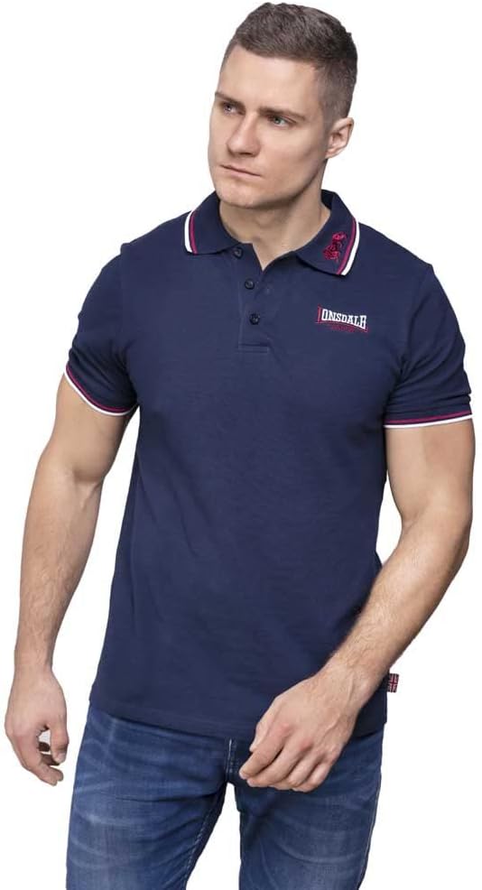 Lonsdale Herren Lion T-Shirt Blau (Bleu/Rouge/Blanc) S, Blau (Bleu/Rouge/Blanc) S