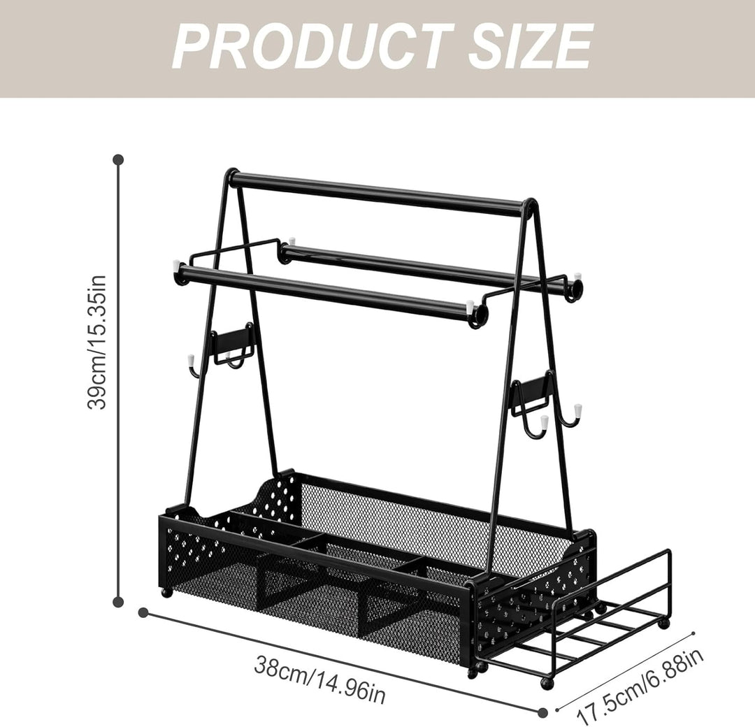 Grill Caddy für Camping,Picknick & Outdoor Edelstahl Campingzubehör Organizer,Schwarz Metall Tassens