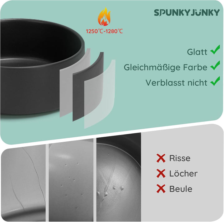 SPUNKYJUNKY Hundenapf Keramik Doppel Hund Futternapf mit Bambus Ständer für Grosse Hunde (1800ml, Sc