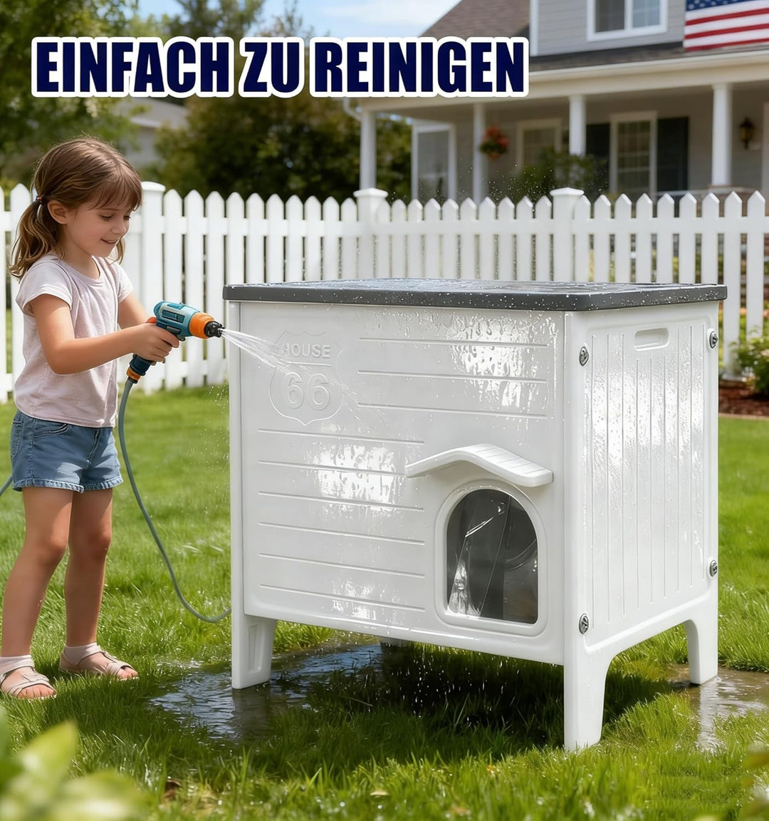 HiCaptain Katzenhaus Outdoor Winterfest Katzen Kunststoff verwildert Outdoor-Katzenhaus Welpenunterk