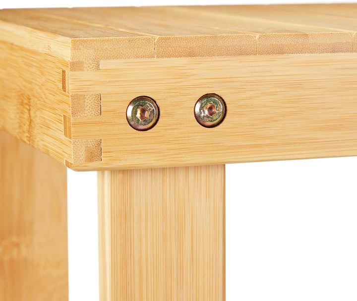 Relaxdays Schuhregal Bambus, Schuhbank mit Sitzfläche & 2 Ablagen, Sitzbank Flur, Badezimmerbank, 45