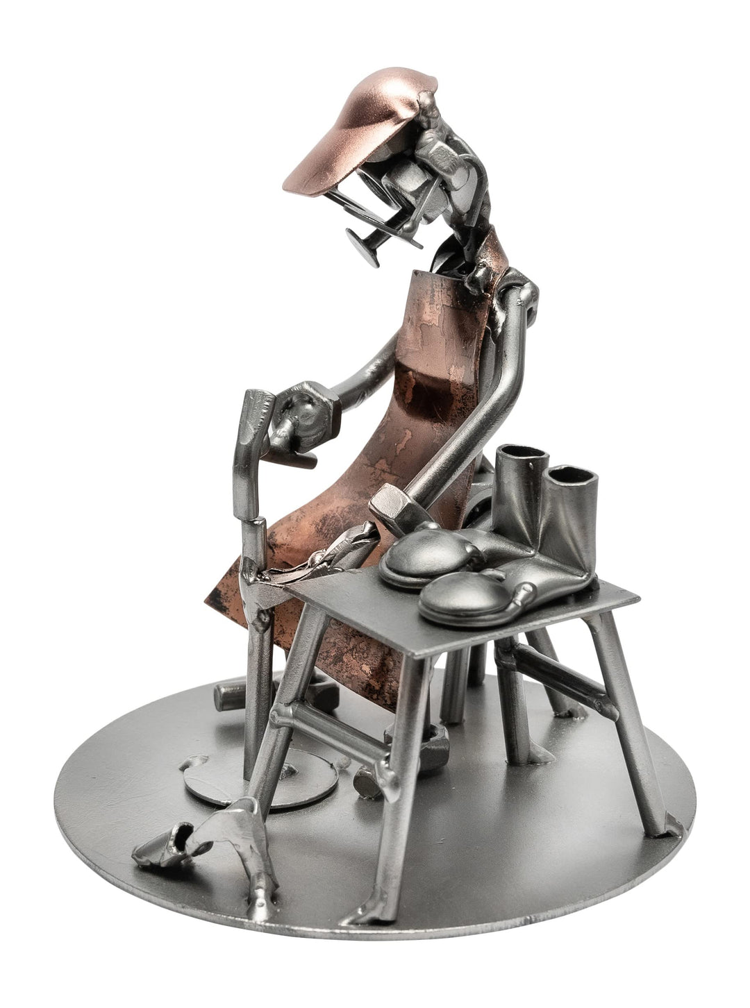 STEEMO Schraubenmännchen Schuster Handwerker-Geschenk Metall-Deko 12x12x14 cm