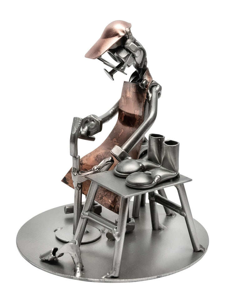 STEEMO Schraubenmännchen Schuster Handwerker-Geschenk Metall-Deko 12x12x14 cm