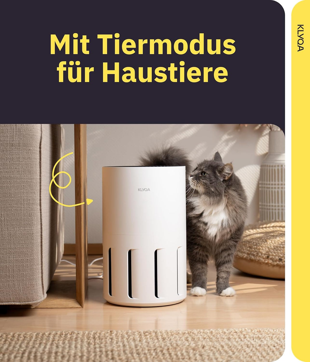 Luftreiniger Allergiker 360° HEPA-Filter Pet entfernt 99,99% der Tierhaare, Staub & Pollen I 300 CAD