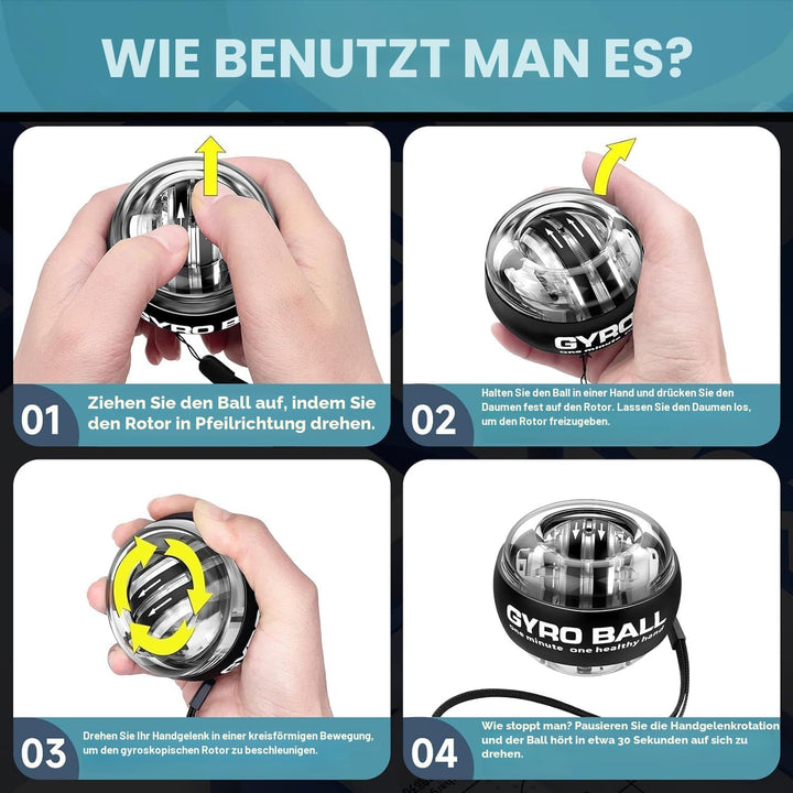 Handgelenktrainer-Ball, Auto-Start, Handgelenkstärker, Gyroskopischer Unterarm-Trainer, Gyro-Ball zu