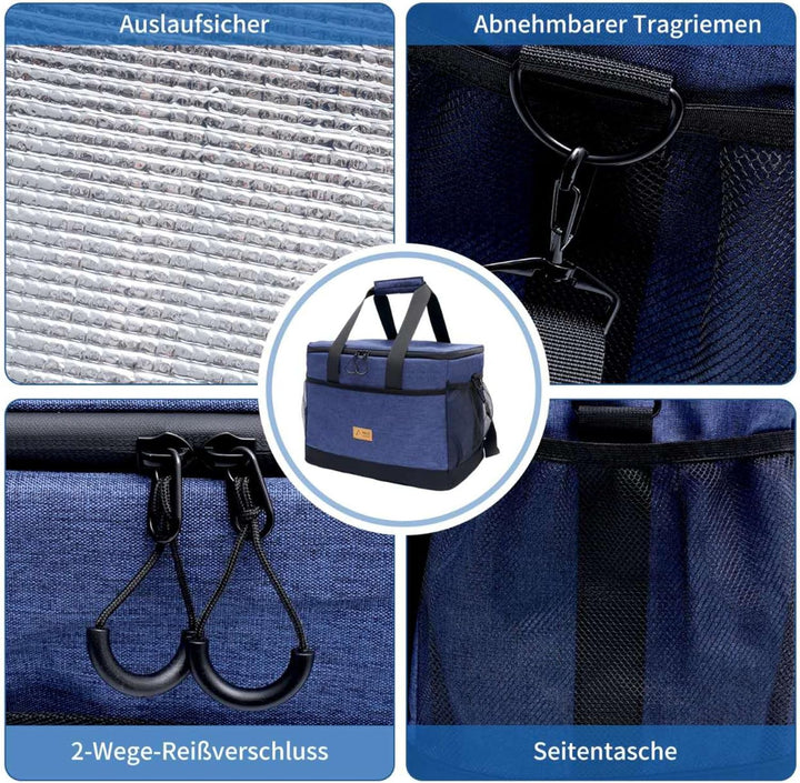 Valle Verde Multifunktionale Kühltasche – Kühlbox mit 4-lagiger Isolierung, Auslaufsicher, mit Seite