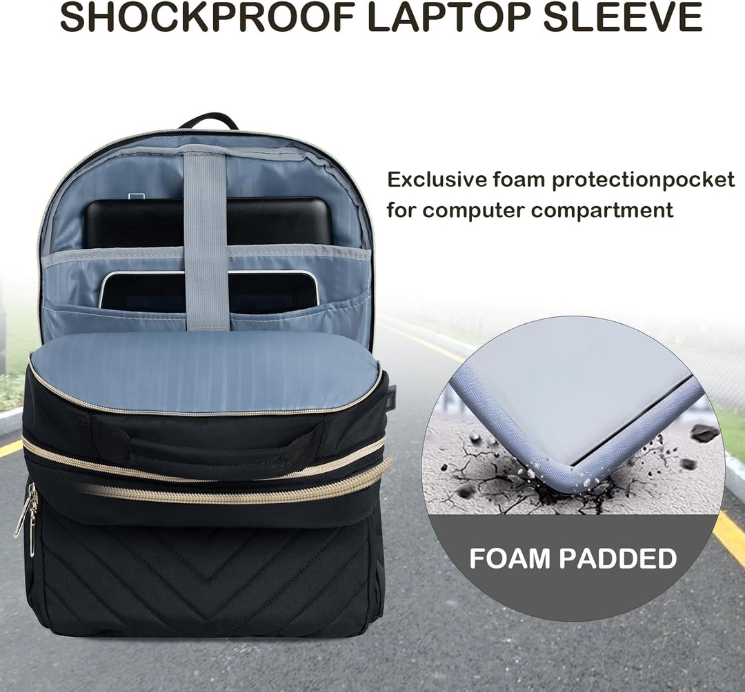 VANKEAN 17.3 Zoll Laptop Rucksack Damen, Schulrucksack wasserdicht Damen Herren Arbeitstasche mit US