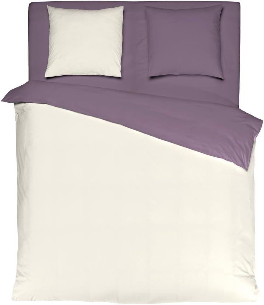 MISTRAL HOME Uni Einfarbig Wende Bettwäsche Edel Perkal 100% Ägyptische Baumwolle, Farbe:Pristine-Li