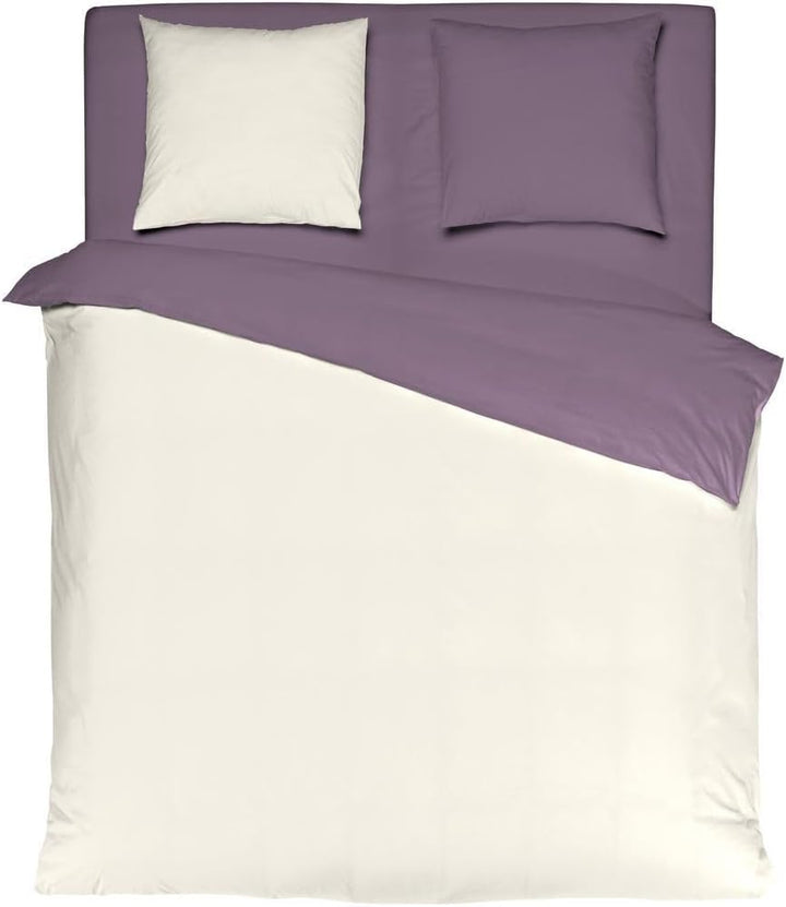 MISTRAL HOME Uni Einfarbig Wende Bettwäsche Edel Perkal 100% Ägyptische Baumwolle, Farbe:Pristine-Li