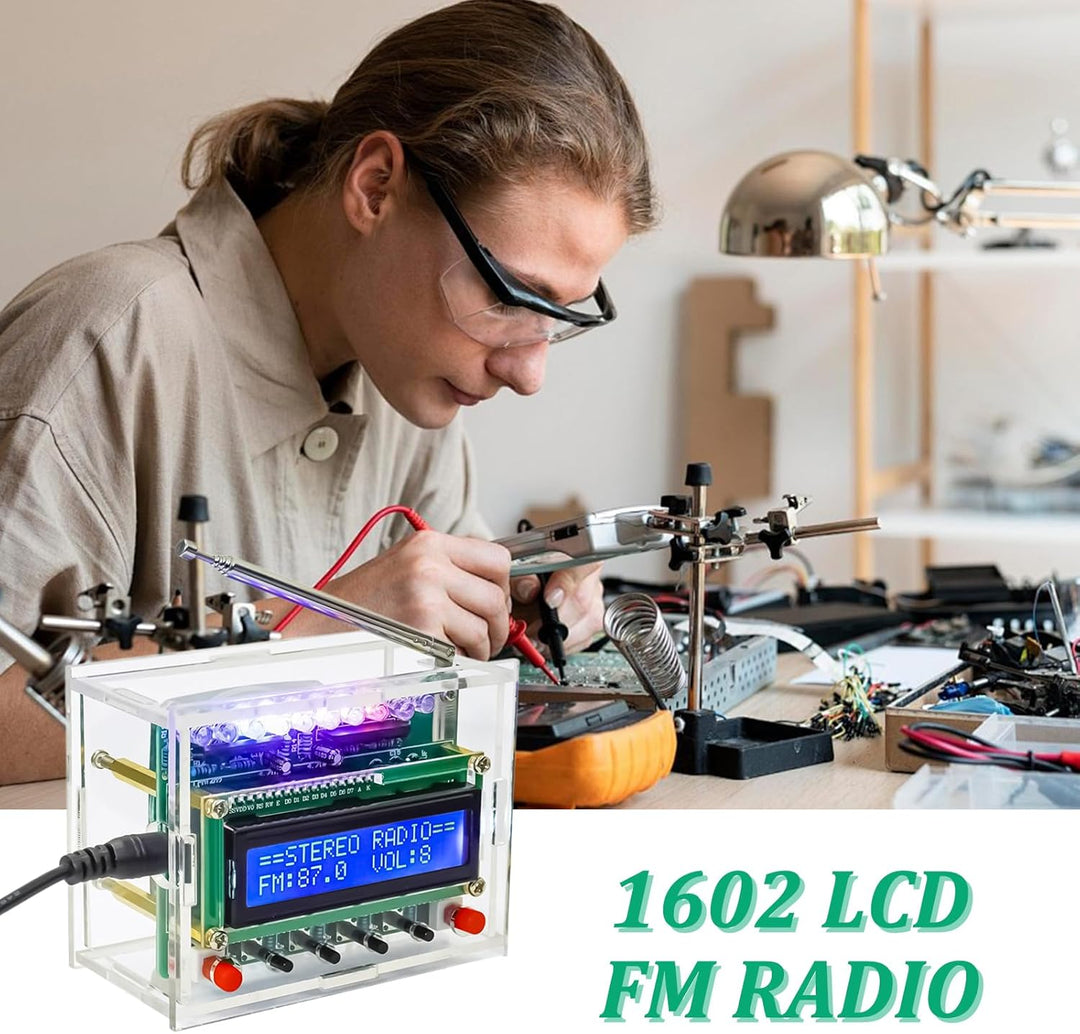 FM Radio Bausatz mit LCD-Display, 87–108 MHz Digital Radio Modul, DIY Lötübungs Kit Elektronik Lötpr