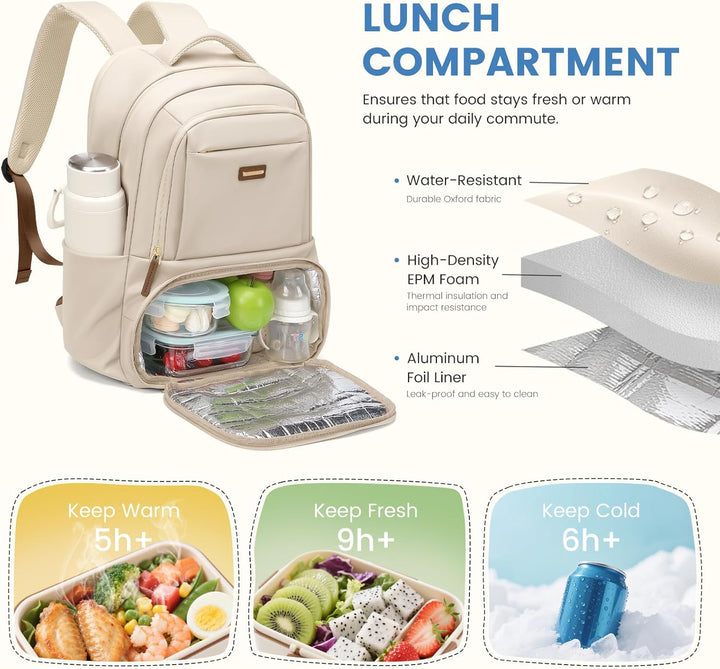 GOLF SUPAGS Lunch Rucksack, 16 Zoll Laptop Rucksack Schulrucksack mit Lsoliertes Kühltasche für Arbe