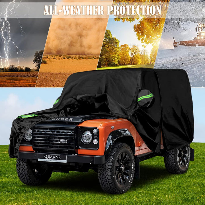 Autoabdeckung Wasserdicht Ersatz für Land Rover Defender 90 1990-2016, Vollgarage Autoplane Car Cove