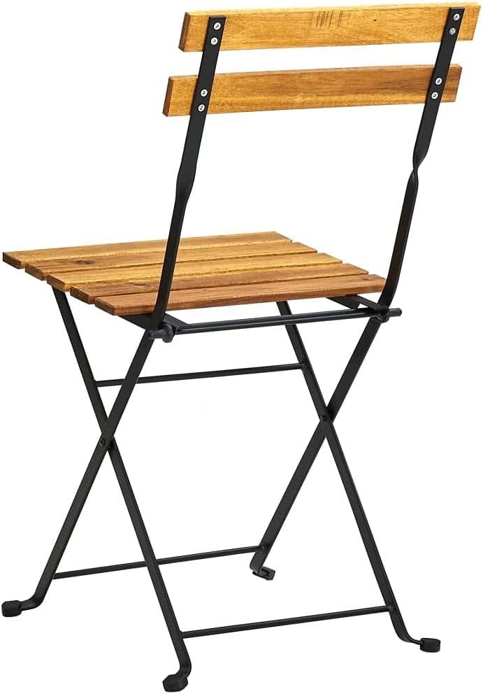 vidaXL Klappbare Gartenstühle 6 STK. Stahl und Massivholz Akazie Schwarz 6, Schwarz 6