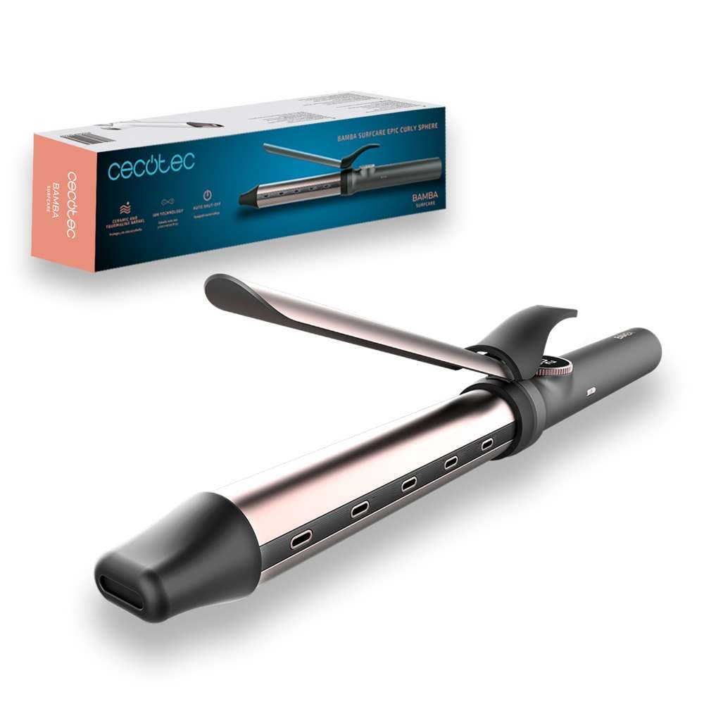 Cecotec Manuelle Lockenwickler Bamba SurfCare Epic Curly Sphere 32 mm Keramik und Turmalin. Temperat