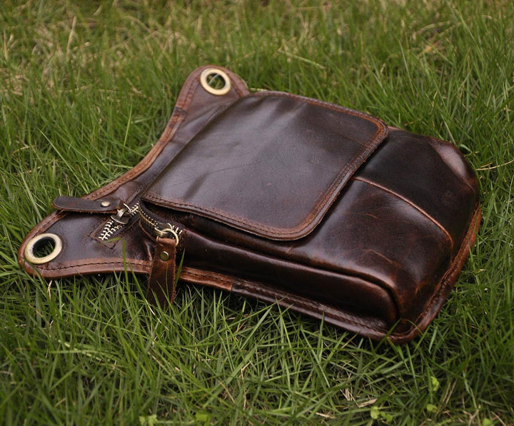 Le'aokuu Herren Echtes Leder Tasche Beinbeutel Beintasche Aussenbeintasche Hüfttasche Drop Leg Thigh