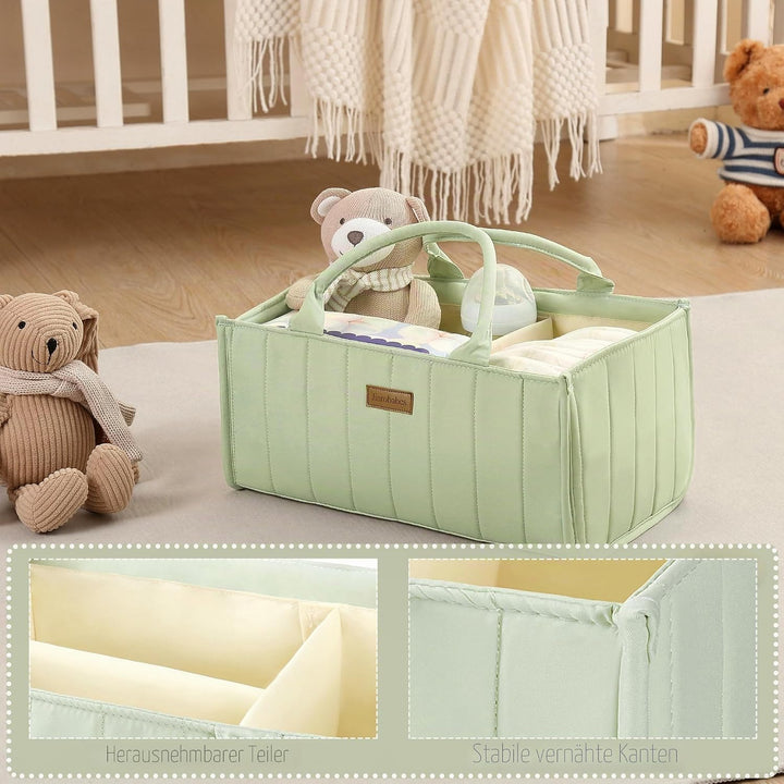 Wickeltasche Organizer, Baby Aufbewahrungskorb mit Herausnehmbaren Fächern, Windeltasche als Geschen