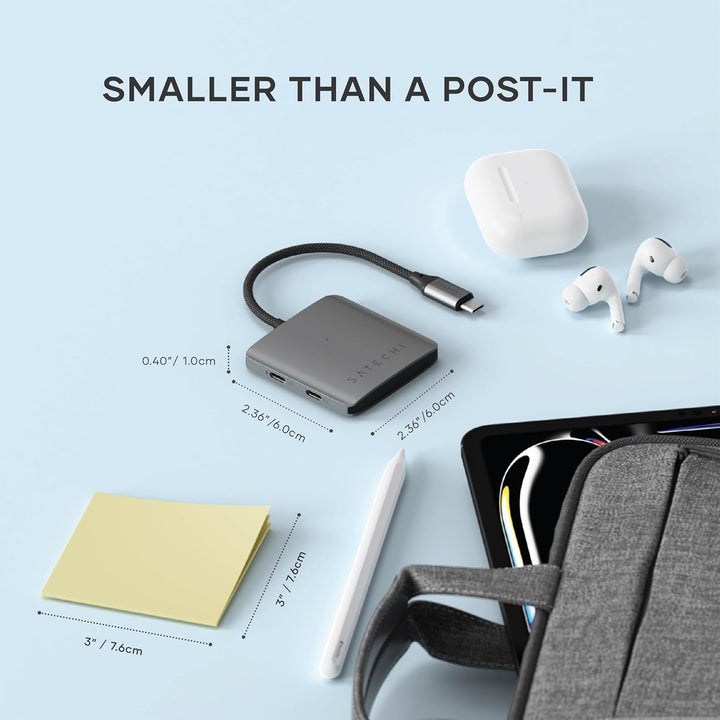 SATECHI USB-C Hub 4-in-1 Multiport Adapter, 100W PD Ladefunktion, USB 3.2 10-Gbit/s-Datenanschlüsse,