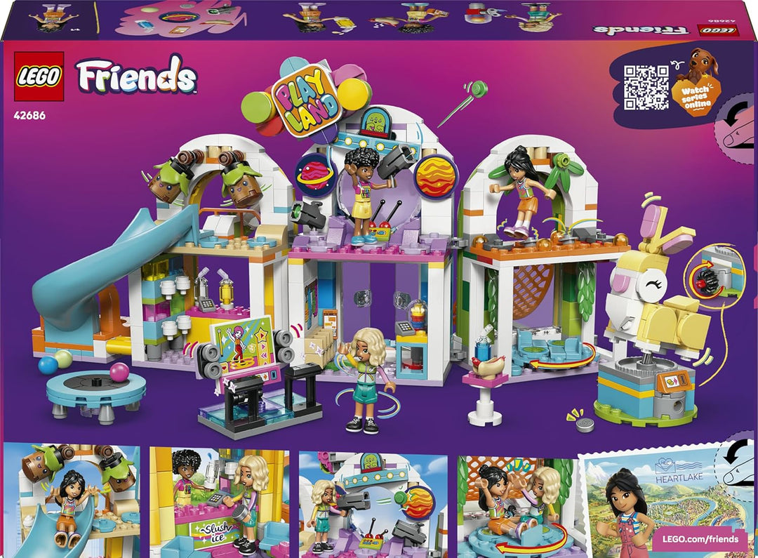 LEGO Friends Cooler Indoor-Spielplatz - Spielzeug mit Rutsche, Bällebad, Karussell, Snackbar, 3 Mini