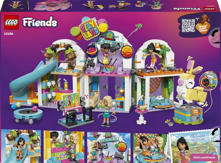 LEGO Friends Cooler Indoor-Spielplatz - Spielzeug mit Rutsche, Bällebad, Karussell, Snackbar, 3 Mini