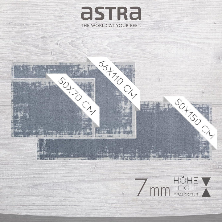 Astra rutschfeste Sauberlaufmatte innen - Uni Bordüre Grau 50 x 70 cm - Wohnraum Fussmatte Design -