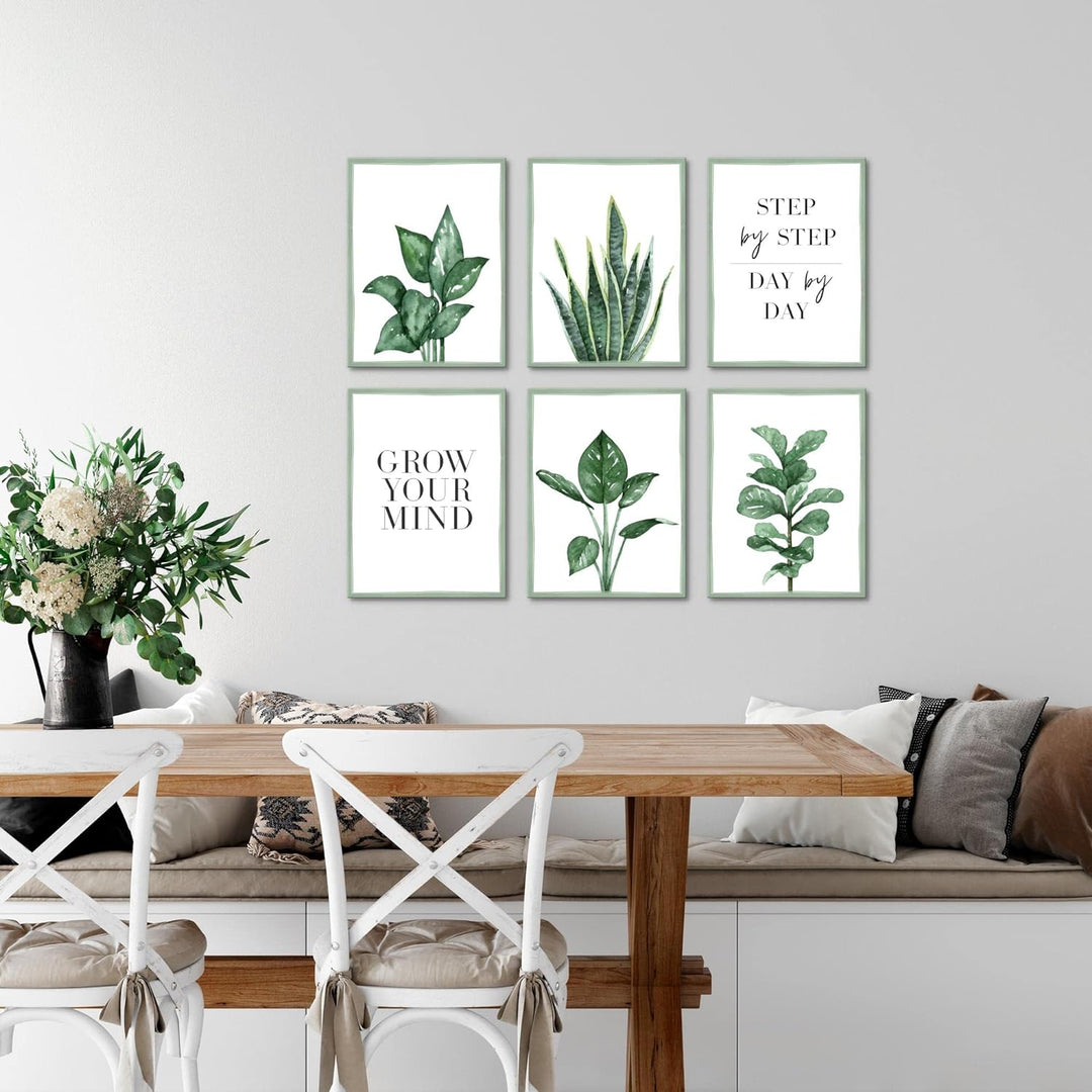 Novart Set Wandbilder - KEIN EXTRA RAHMEN BENÖTIGT - Wohnzimmer Schlafzimmer - Bilder Modern Grün Bl