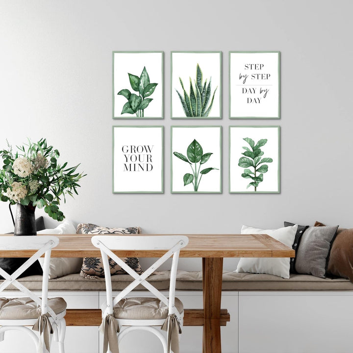 Novart Set Wandbilder - KEIN EXTRA RAHMEN BENÖTIGT - Wohnzimmer Schlafzimmer - Bilder Modern Grün Bl