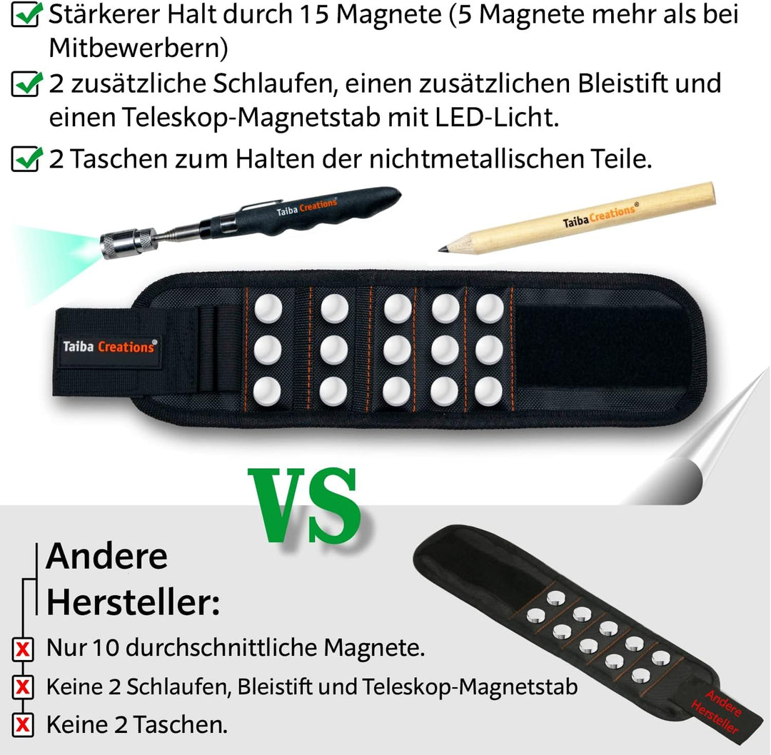 Geschenke für Männer, Magnetarmband Handwerker 2024 inkl. Magnetstab und Bleistift zum Halten von Sc