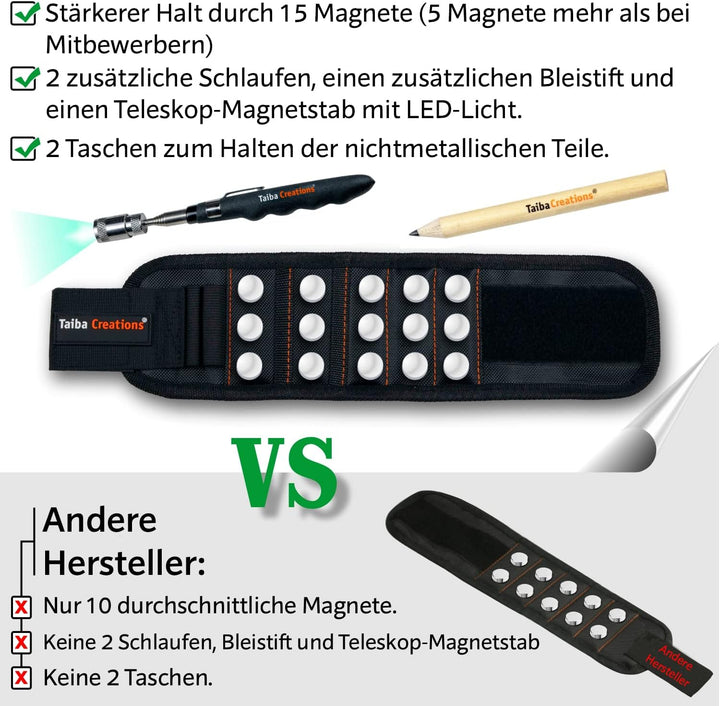 Geschenke für Männer, Magnetarmband Handwerker 2024 inkl. Magnetstab und Bleistift zum Halten von Sc