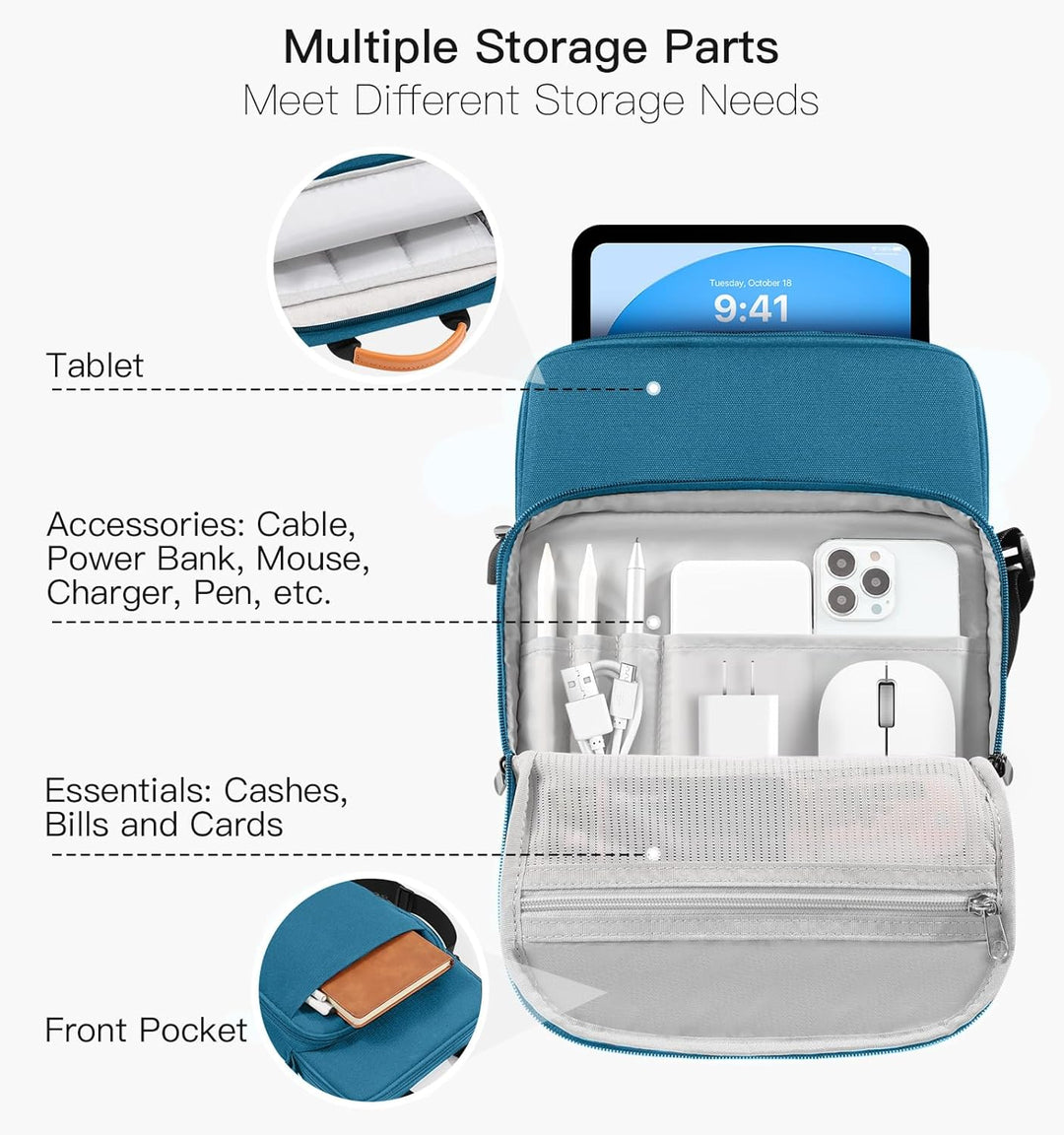 Dadanism 9-11 Zoll Tablet Tasche Schultertasche für iPad Pro 11", iPad Air 11", iPad (A16) 11", iPad