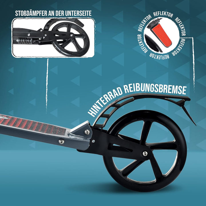 Apollo 200mm Wheel City Scooter - Spectre Pro | Luxus Cityroller mit Doppel Federung, | City-Roller