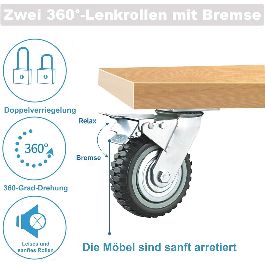 uyoyous 4 Stück Lenkrollen, Outdoor Schwerlastrollen 200mm Industrierollen 360° Drehbar Transportrol