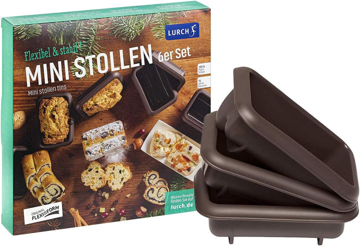 Lurch 85077 FlexiForm Mini Stollen 6er Set / Backförmchen für 6 kleine Stollen ( 9.1 x 5.6 x 3.9 cm)