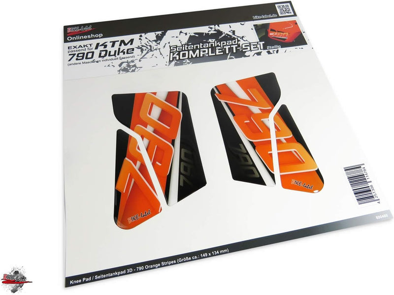 BIKE-label Seitentank Pad Orange Stripes kompatibel für KTM 790 Duke 800480