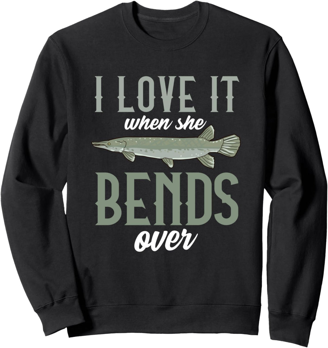 Lustig Hecht Angeln Süsswasserfisch Grafik Angler Sweatshirt