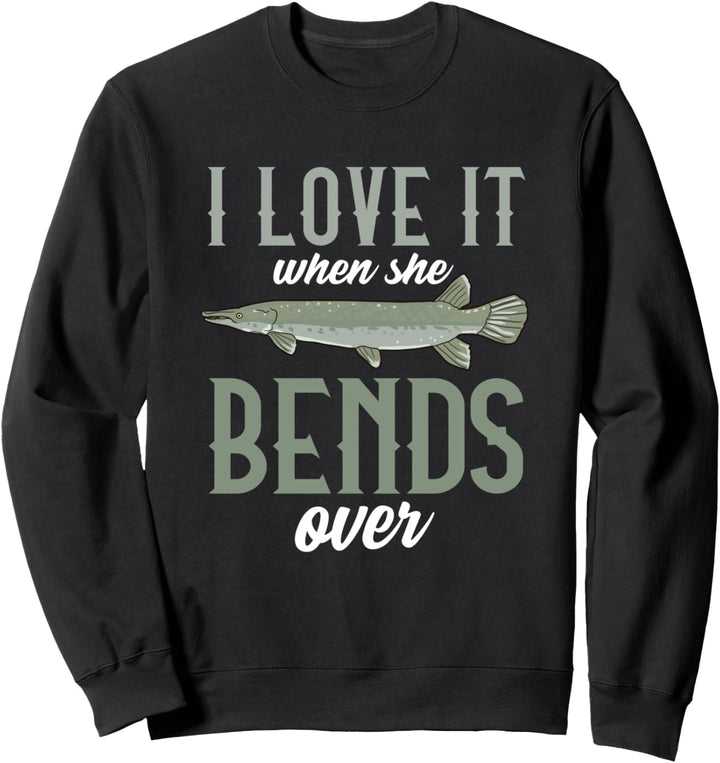 Lustig Hecht Angeln Süsswasserfisch Grafik Angler Sweatshirt