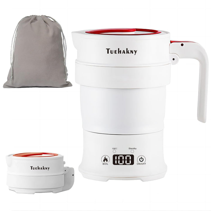 0.7L Faltbarer Elektrischer Wasserkocher, Tragbarer Camping Wasserkocher mit Echtzeit-Temperaturanze