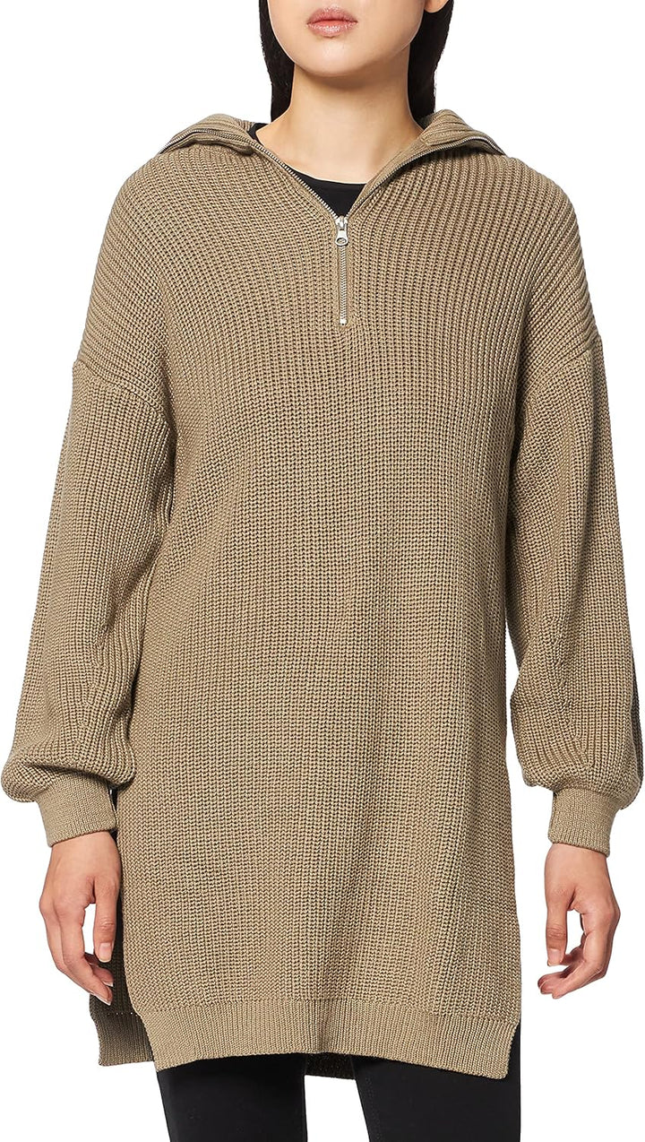 NA-KD Damen Side Slit Knitted Sweater Pullover XS Khaki, XS Khaki