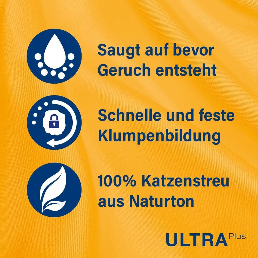 CATSAN Ultra Plus – Katzenstreu aus feinen natürlichen Tonkörnchen – 1 x 5 Liter, 5 L
