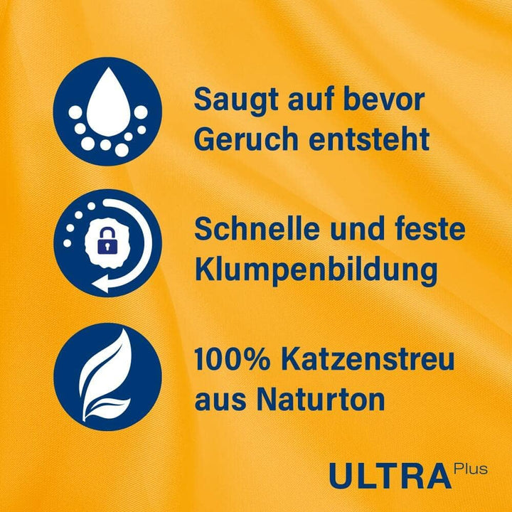 CATSAN Ultra Plus – Katzenstreu aus feinen natürlichen Tonkörnchen – 1 x 5 Liter, 5 L